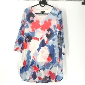 Alfani Print Super Tunic Splatter Blouse